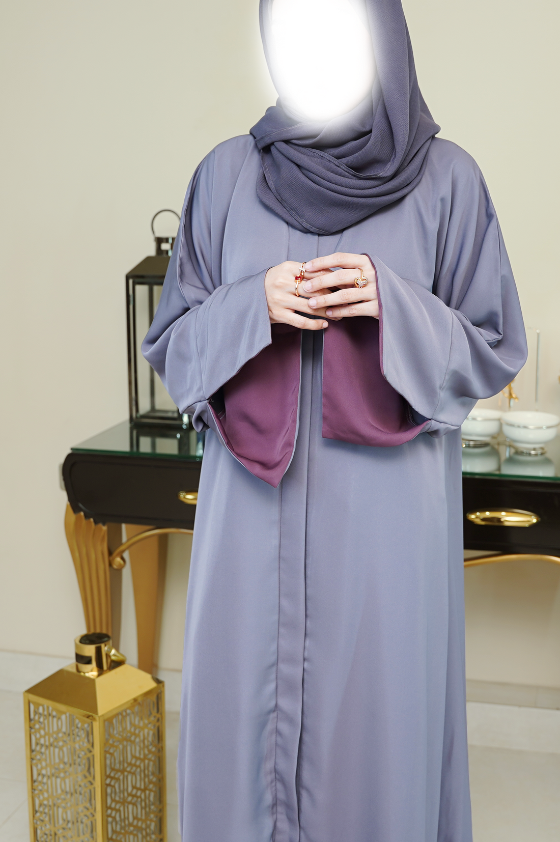 Lightweight Basira Nada Abaya in Zinc Shade